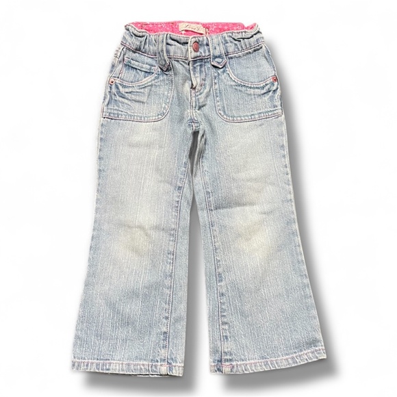 Vintage Y2K Levi’s Girls Wide Leg Flared Jeans — Size 4 w/ Pink Accents - Picture 1 of 8